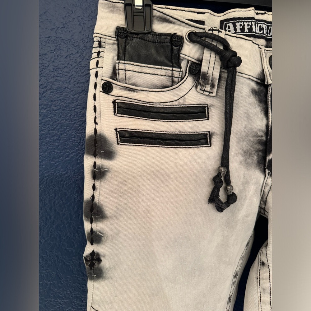Affliction Women’s White & Black Raquel Womens Bleached Jeans Size 28 - Picture 7 of 14